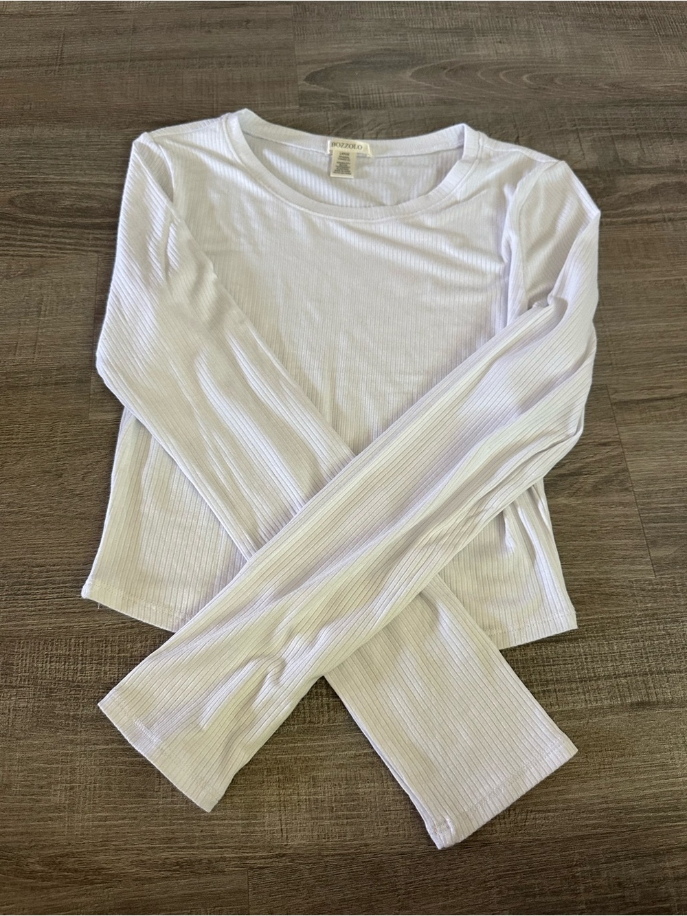 Bozzolo White Ribbed Long Sleeve Top